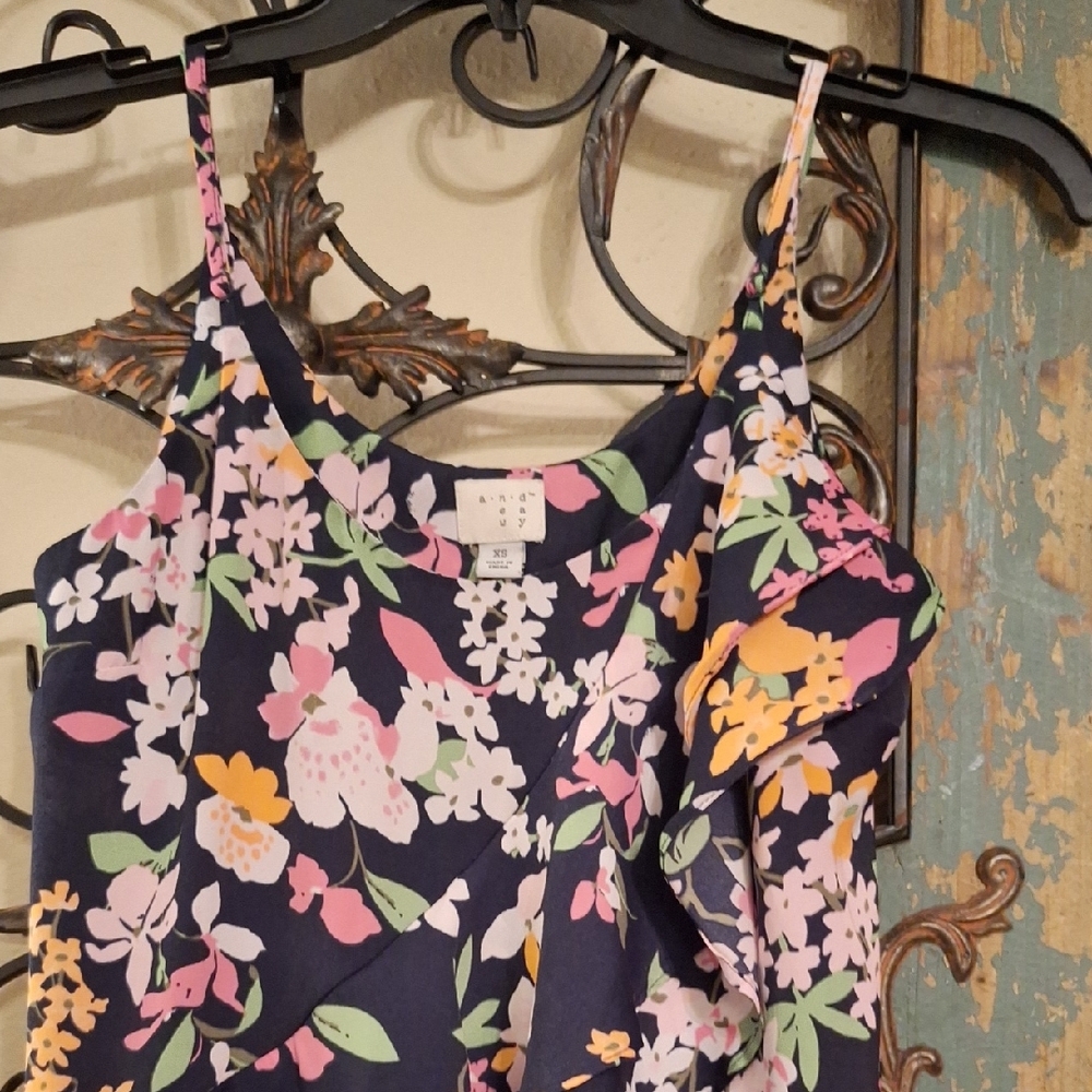 Floral Tank Top - Black, Pink, Yellow, Green. NWOT Size XS - Picture 4 of 8